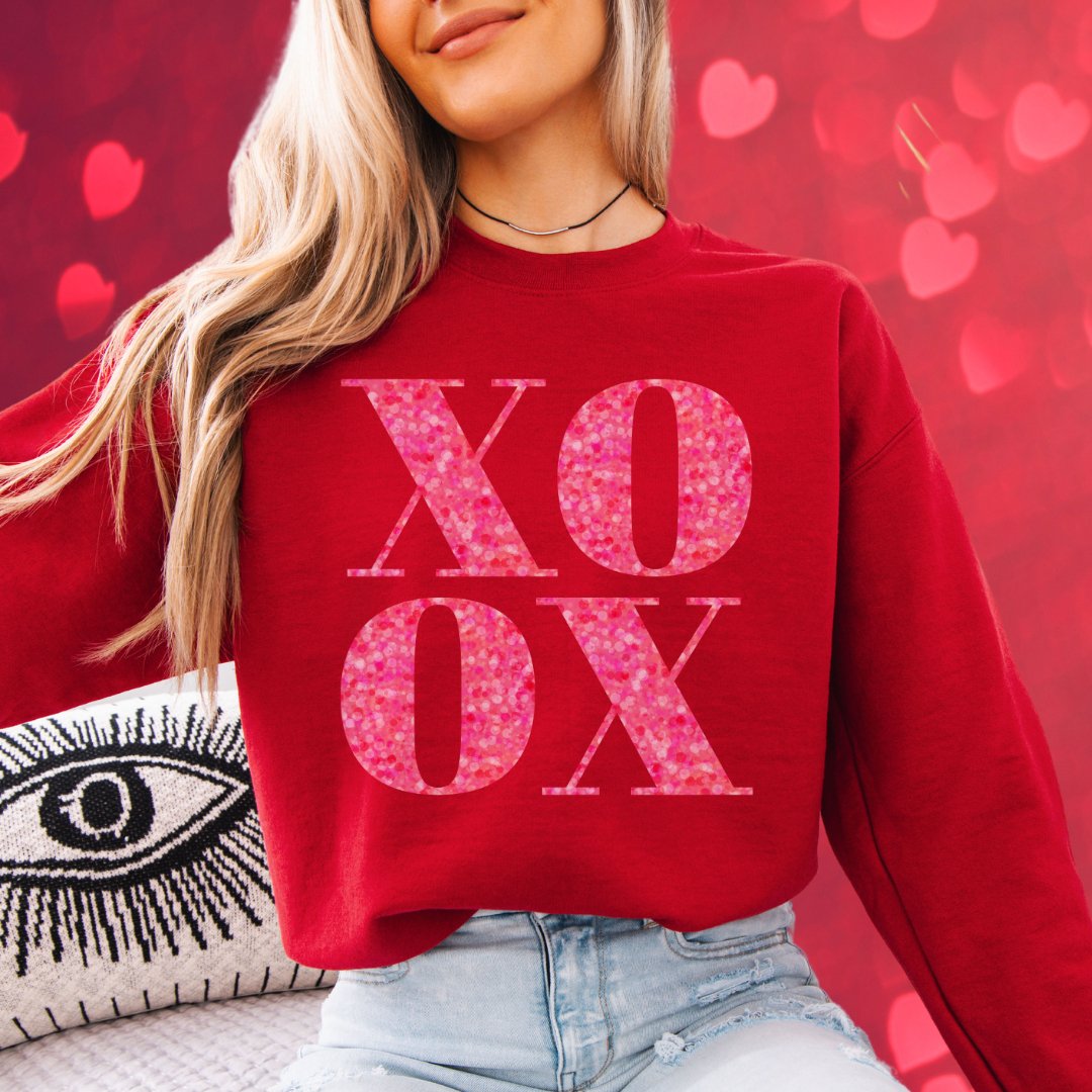 XOXO Valentine Cute Crewneck Outfit - Cheeky Creations, LLC