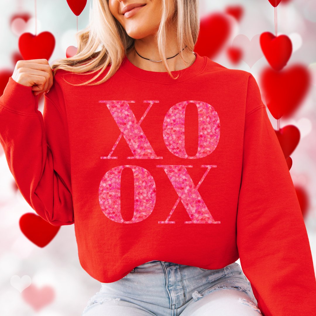 XOXO Valentine Cute Crewneck Outfit - Cheeky Creations, LLC