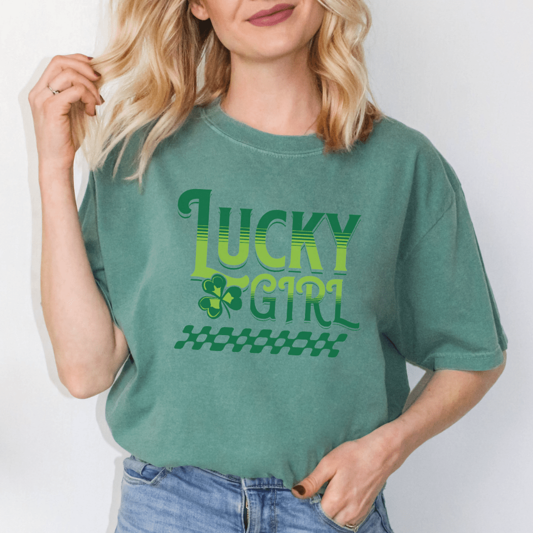 Lucky Girl St. Patty Day Comfort Tees - Cheeky Creations, LLC