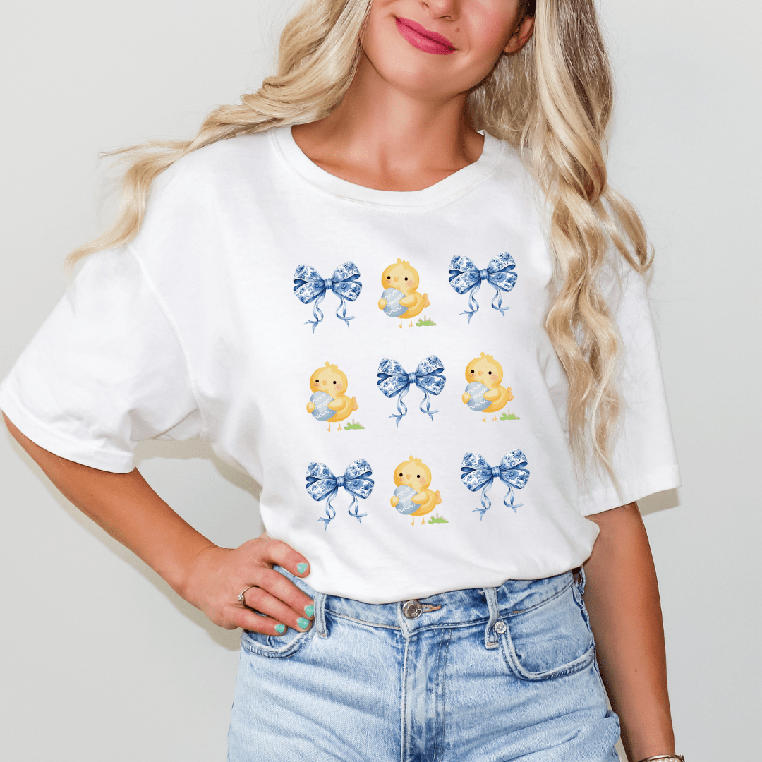 Bows & Chicks Comfort Colors Tee - Cheeky Creations, LLC