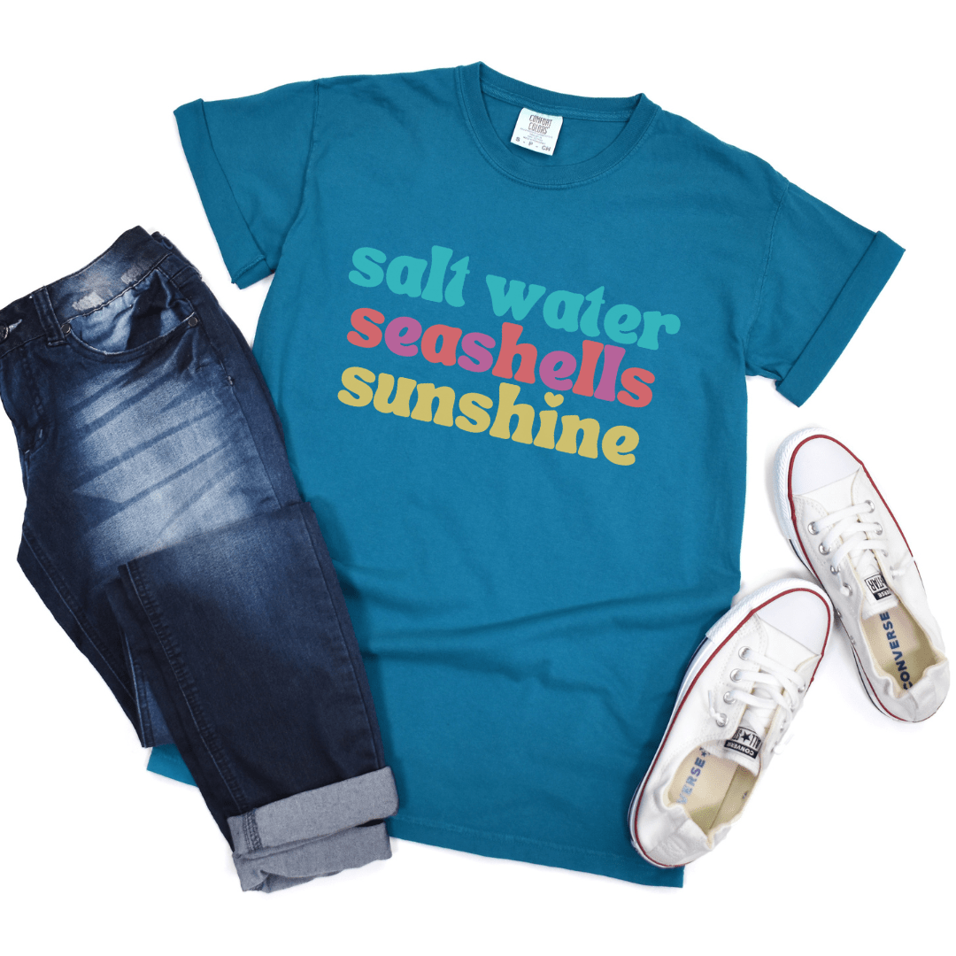 Salt Water, Seashells & Sunshine Tee - Cheeky Creations, LLC
