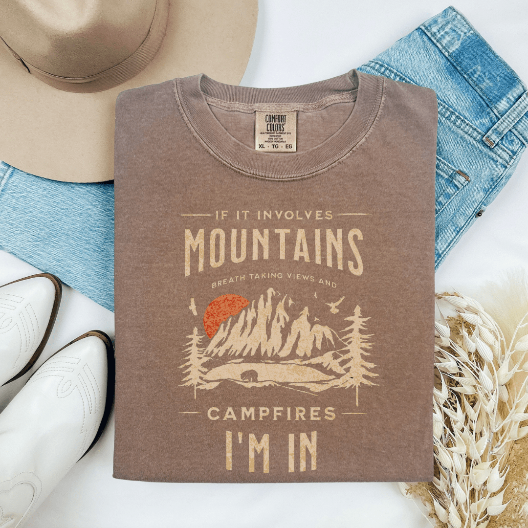 Mountains & Comfort Colors Tee - Cheeky Creations, LLC