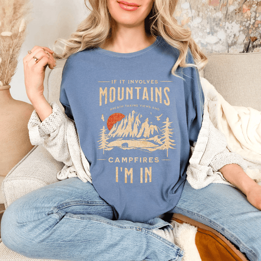 Mountains & Comfort Colors Tee - Cheeky Creations, LLC