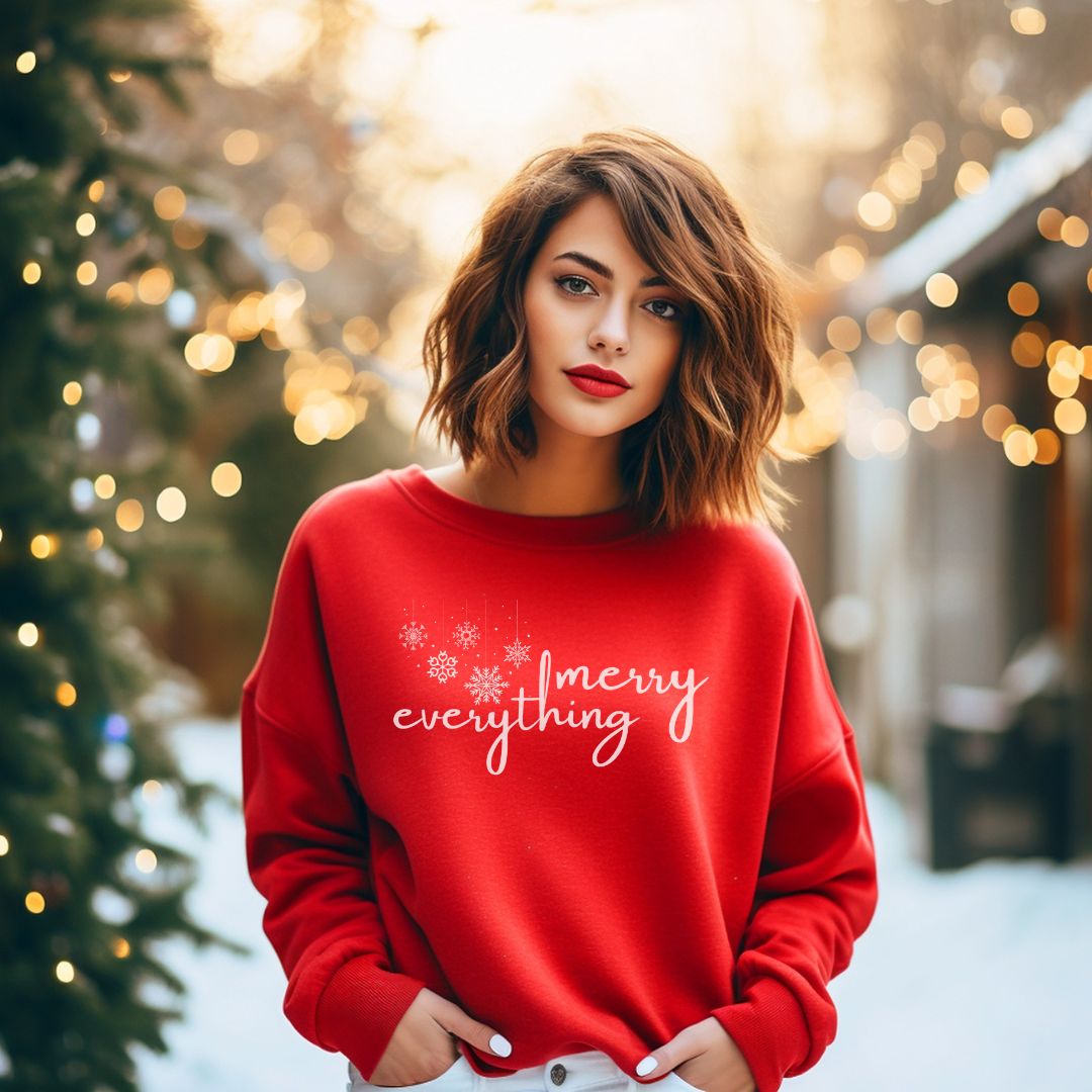 Trendy Merry Everything Christmas Sweatshirt - Cheeky Creations, LLC