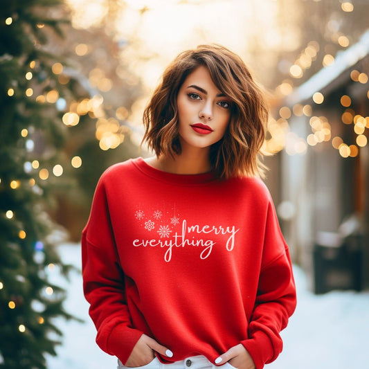 Trendy Merry Everything Christmas Sweatshirt - Cheeky Creations, LLC