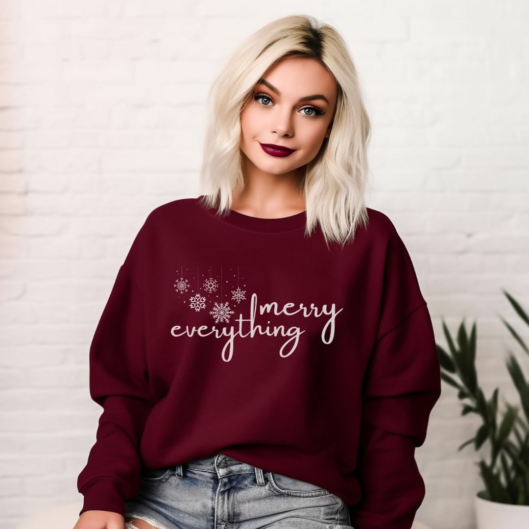 Trendy Merry Everything Christmas Sweatshirt - Cheeky Creations, LLC