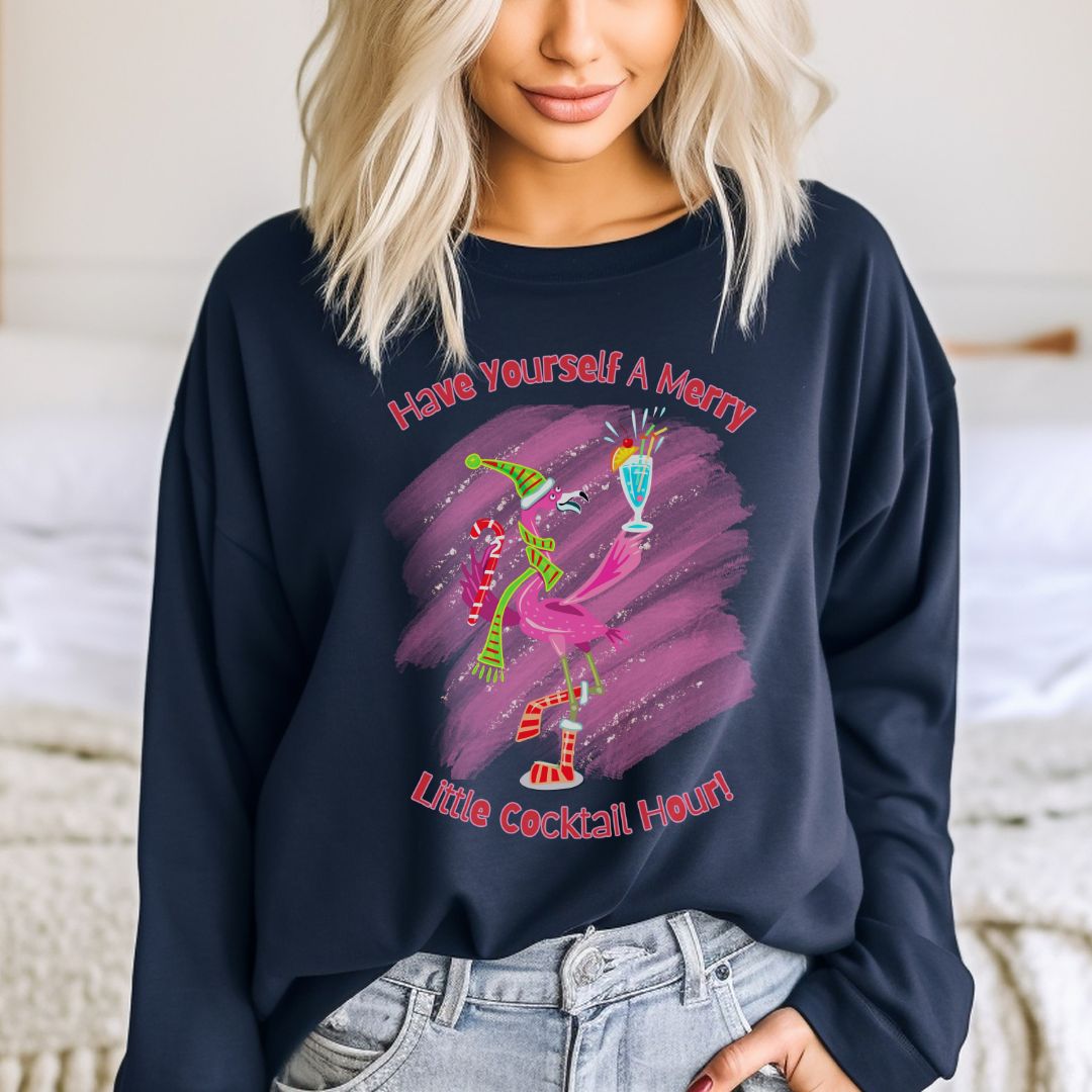 Merry Little Cocktail Hour Gildan 18000 Sweatshirt - Cheeky Creations, LLC