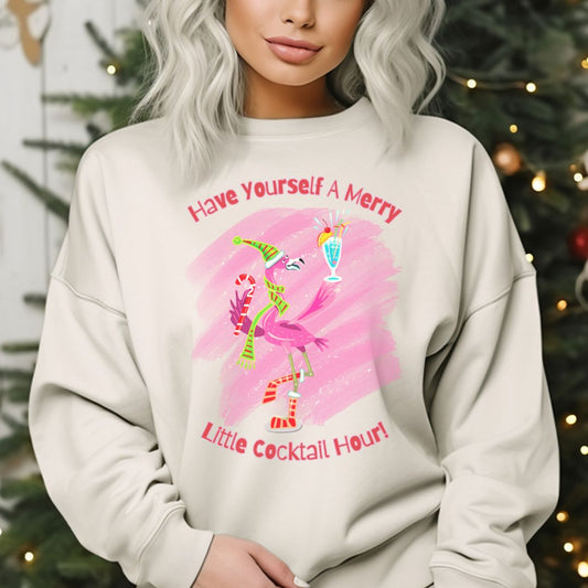 Merry Little Cocktail Hour Gildan 18000 Sweatshirt - Cheeky Creations, LLC
