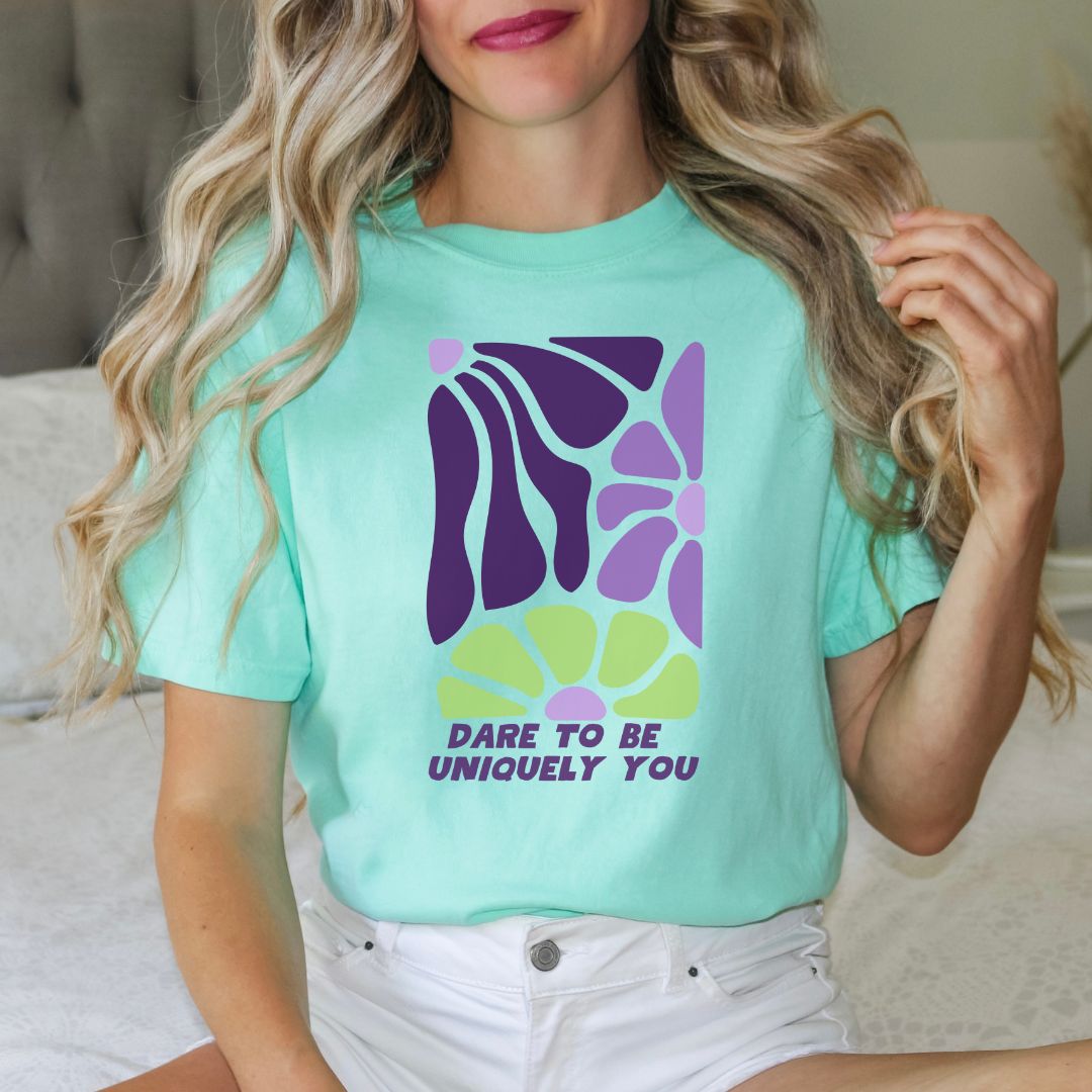 Be Uniquely You Floral Comfort Tee - Cheeky Creations, LLC