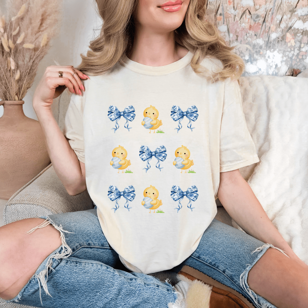 Bows & Chicks Comfort Colors Tee - Cheeky Creations, LLC
