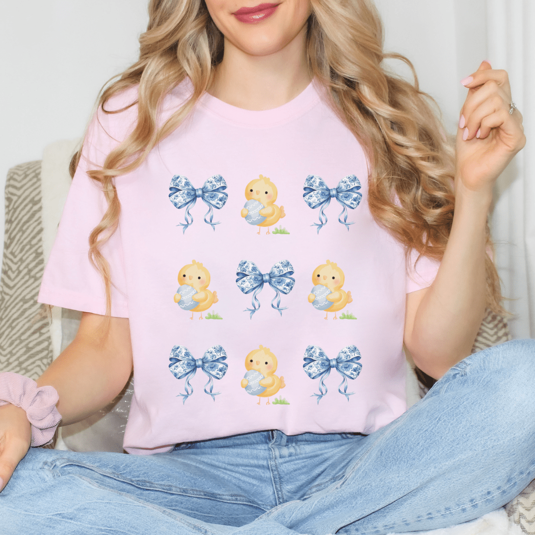 Bows & Chicks Comfort Colors Tee - Cheeky Creations, LLC