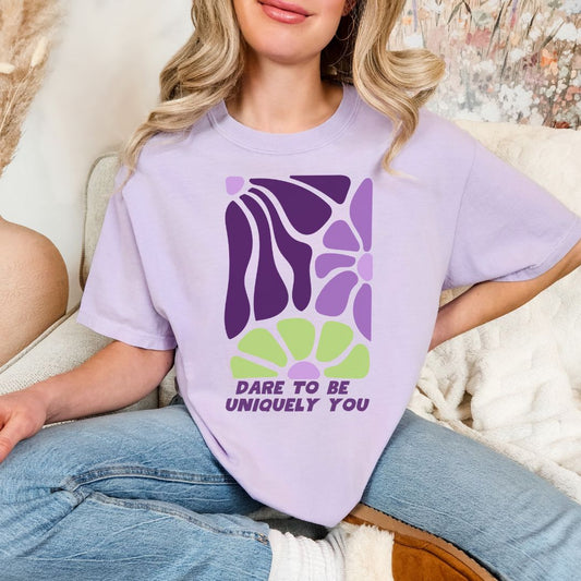 Be Uniquely You Floral Comfort Tee - Cheeky Creations, LLC